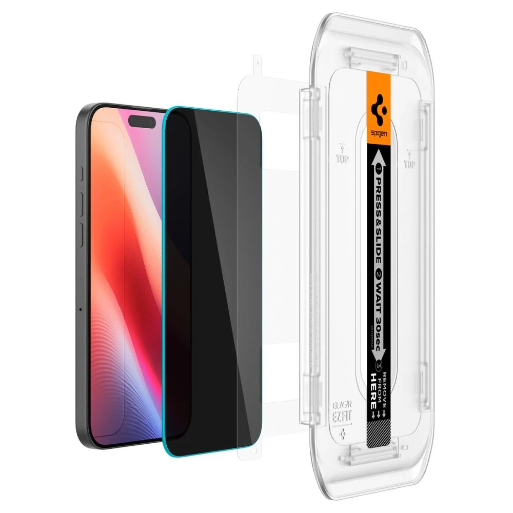 „Spigen Glas.tR EZ Fit Privacy“ dėklas Apple iPhone 16 Pro Max / 17 Pro Max – 2 vnt.