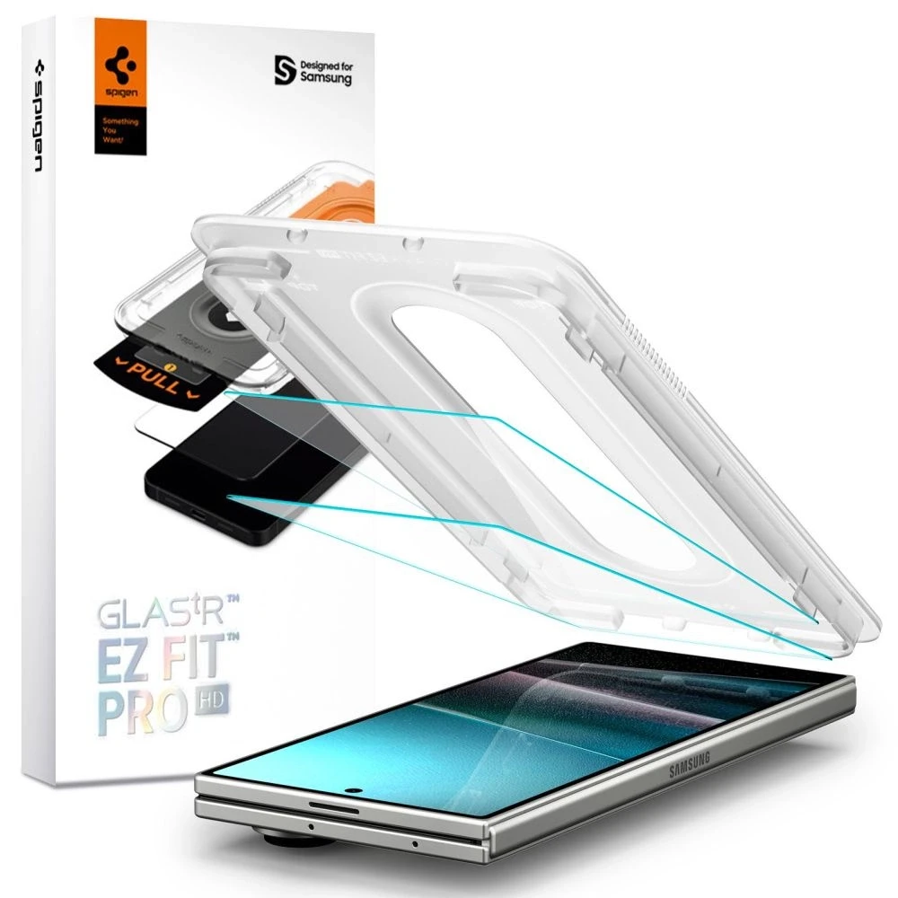 Apsauginis grūdintas stiklas Samsung Galaxy Z Fold 7 telefonui „Spigen Glas.TR EZ Fit Pro HD 2 vnt.”