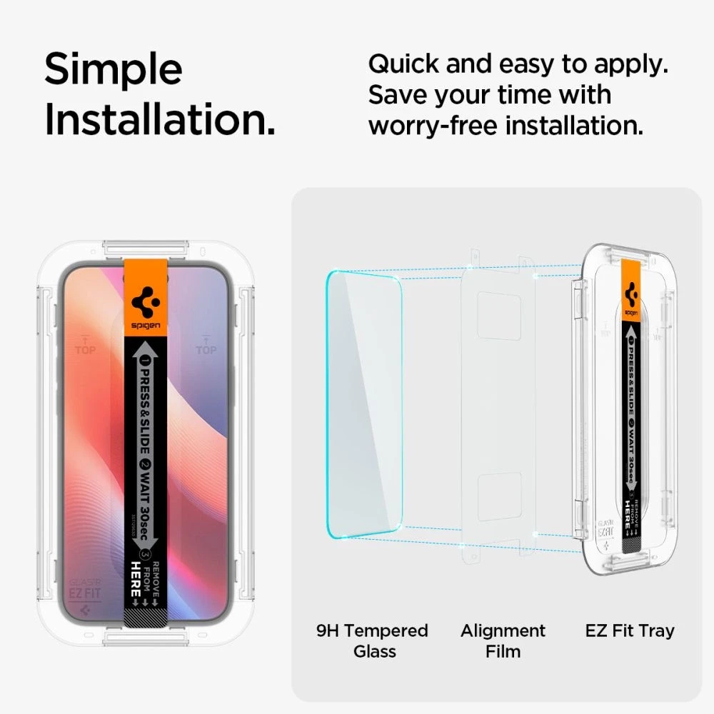 GRŪDINTAS STIKLAS SPIGEN GLAS.TR EZ FIT IPHONE 15 CLEAR