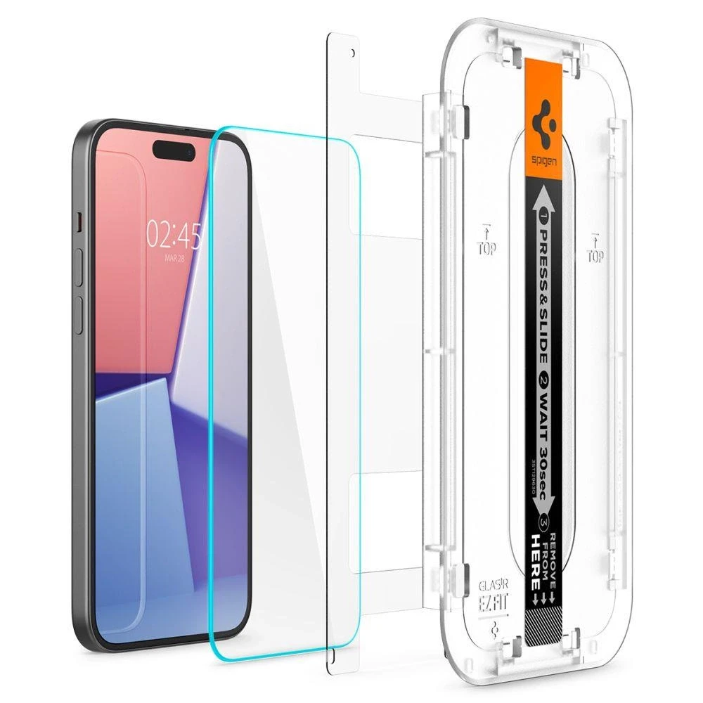 Apsauginis stiklas Spigen GLAS.TR „EZ FIT” 2-PACK Apple iPhone 15 PLUS CLEAR
