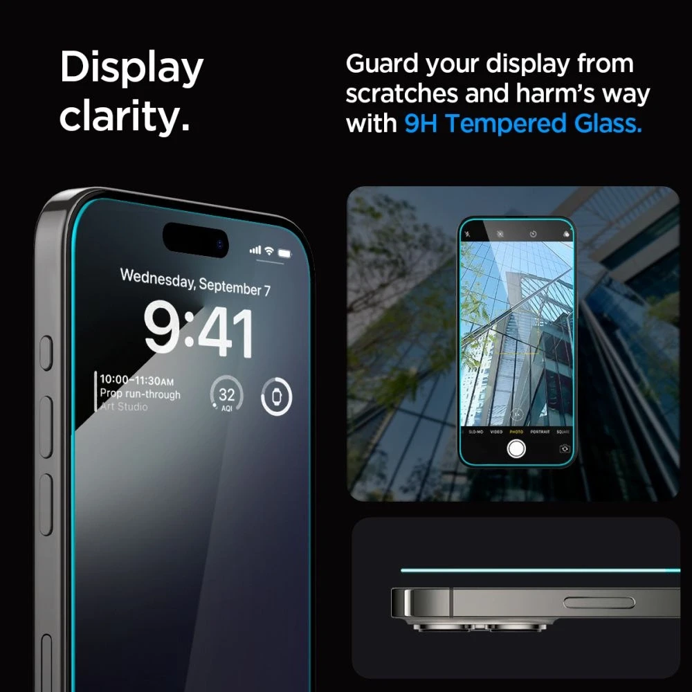 Apsauginis stiklas telefonui Apple iPhone 15 Pro Max Spigen Glas.tr „EZ Fit” 2 vnt. skaidrus