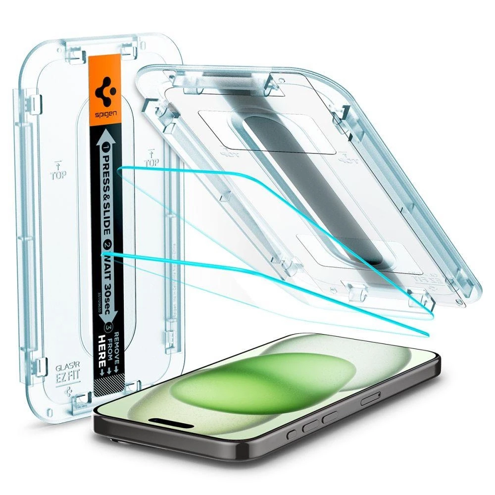Apsauginis stiklas Spigen GLAS.TR „EZ FIT” 2-PACK Apple iPhone 15 PLUS CLEAR