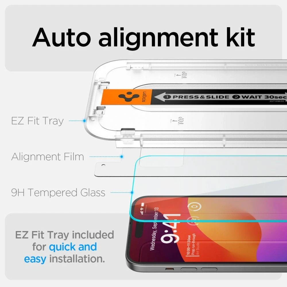 Apsauginis stiklas Spigen GLAS.TR „EZ FIT” 2-PACK Apple iPhone 15 PLUS CLEAR
