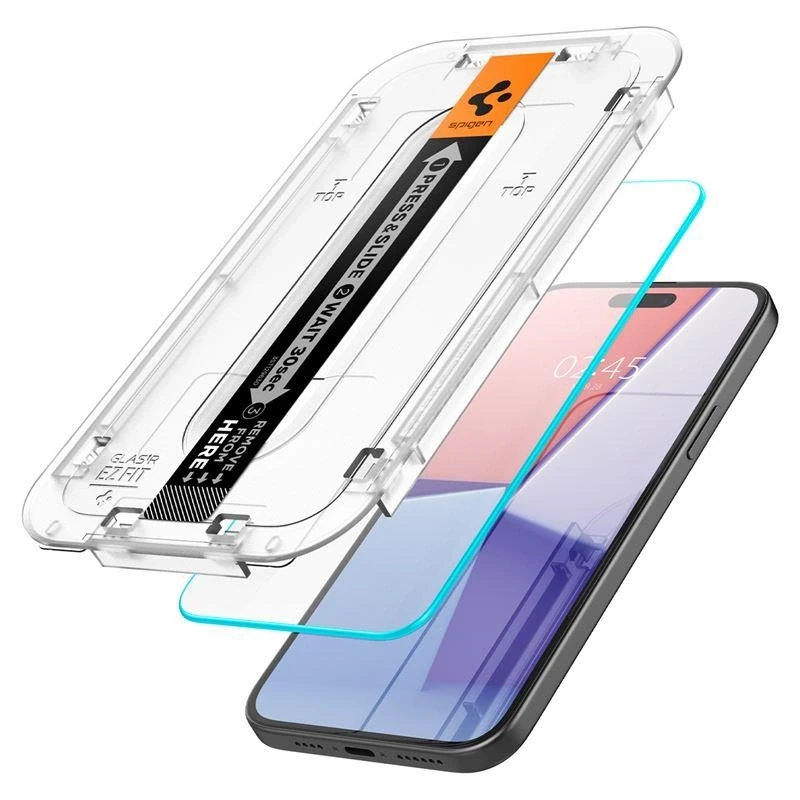 Apsauginis stiklas Spigen GLAS.TR „EZ FIT” 2-PACK Apple iPhone 15 PLUS CLEAR