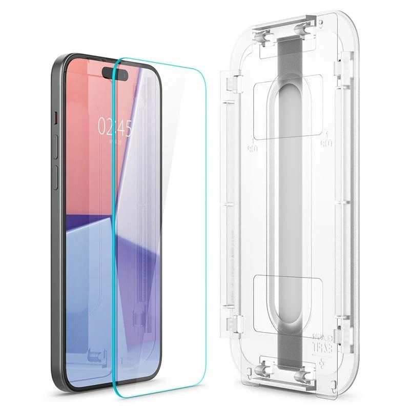 Apsauginis stiklas Spigen GLAS.TR „EZ FIT” 2-PACK Apple iPhone 15 PLUS CLEAR