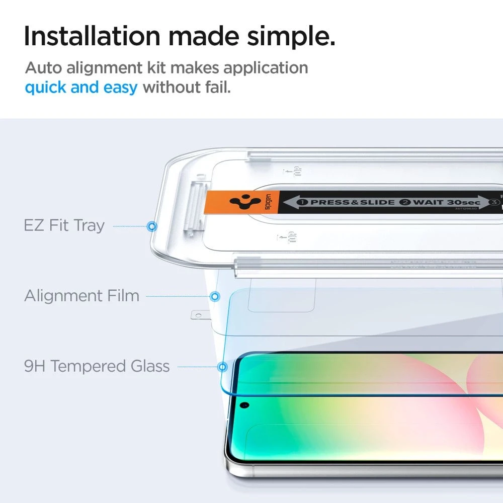 Apsauginis stiklas Samsung Galaxy S24 FE Spigen Glas.tr „EZ Fit” 2 vnt. Clear