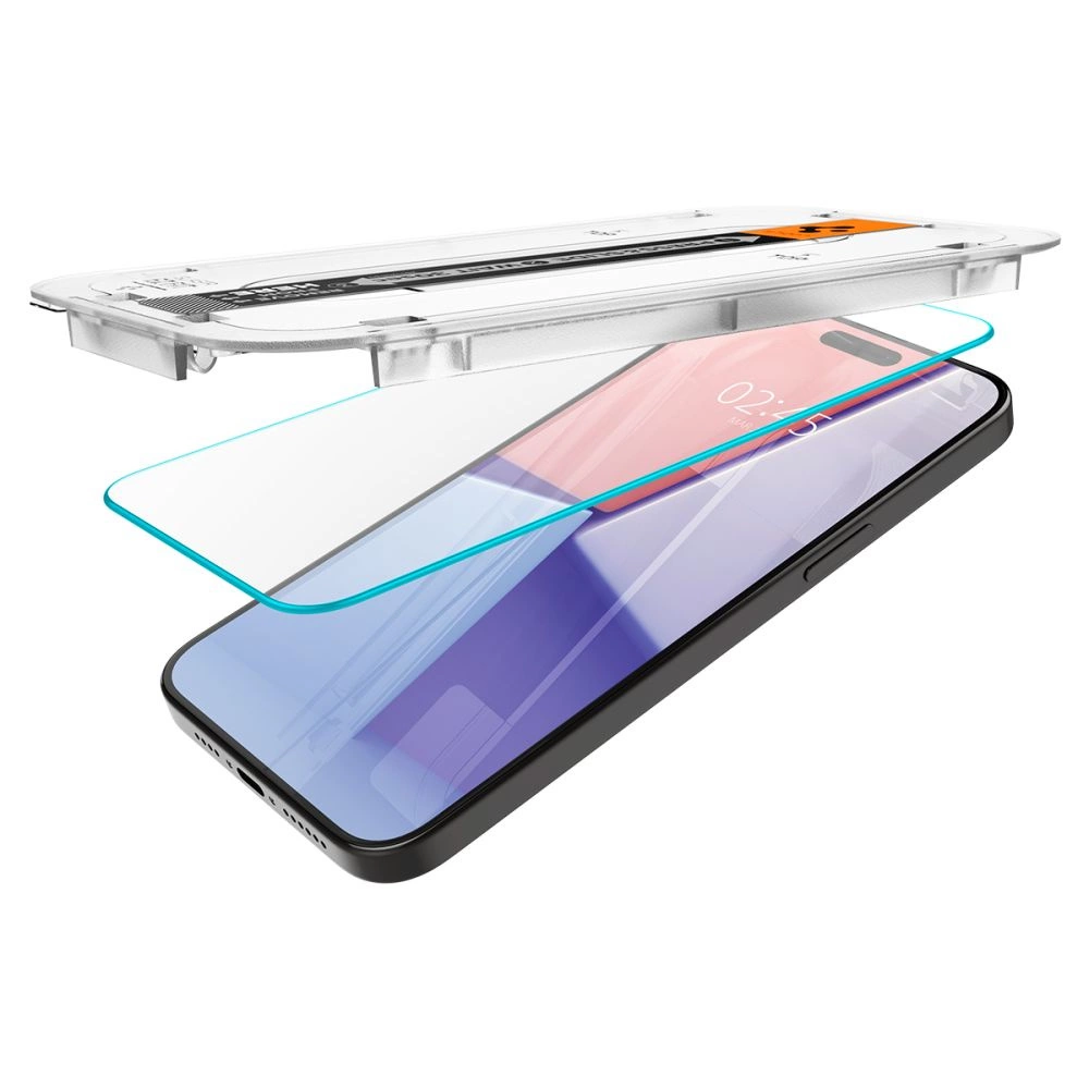 Stiklinis dėklas + Spigen Glas.tR EZ Fit 1-Pack aplikatorius, skirtas iPhone 15 Pro Max