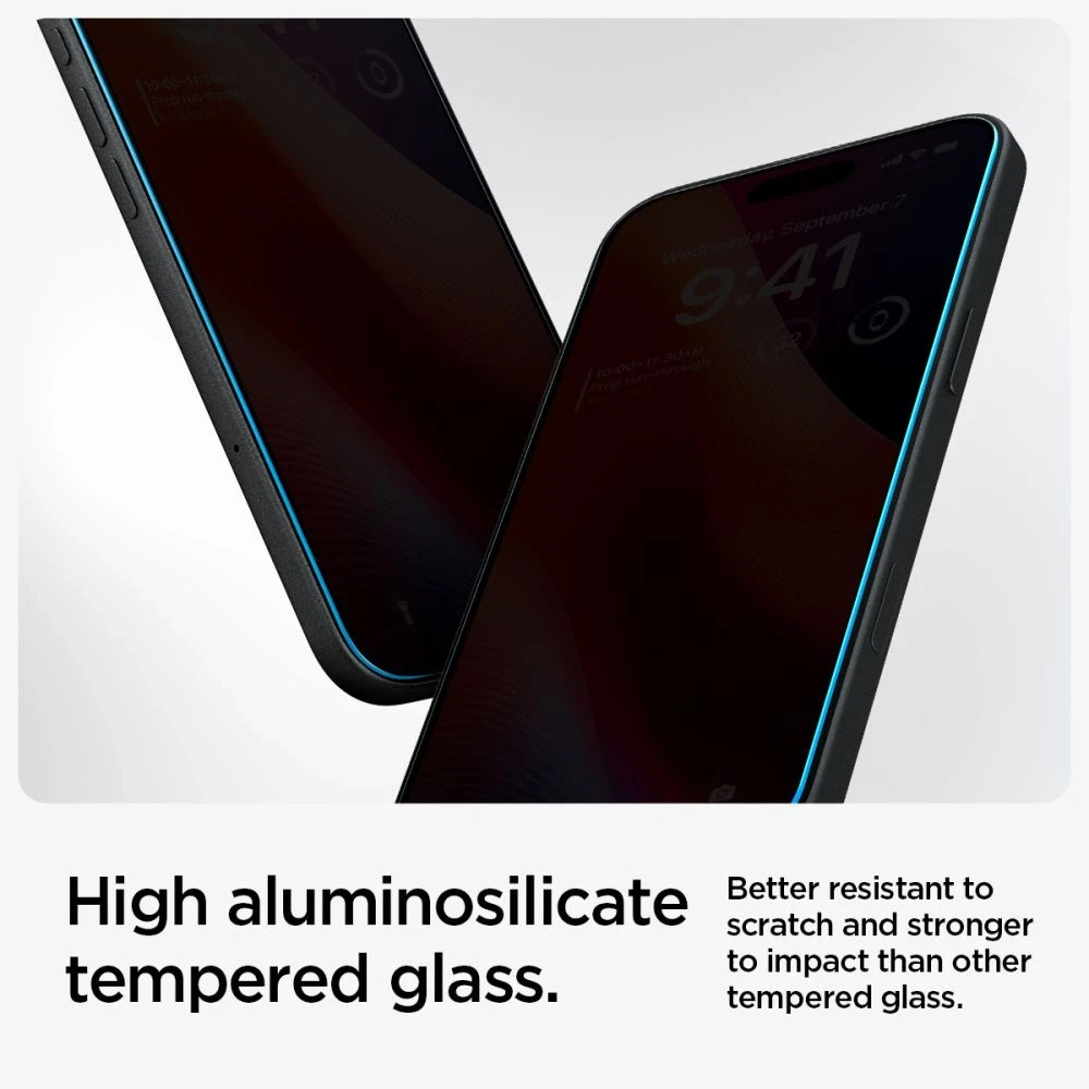 Apsauginis stiklas telefonui Apple iPhone 15 Spigen Glas.tr „EZ Fit” Privacy 2-pack
