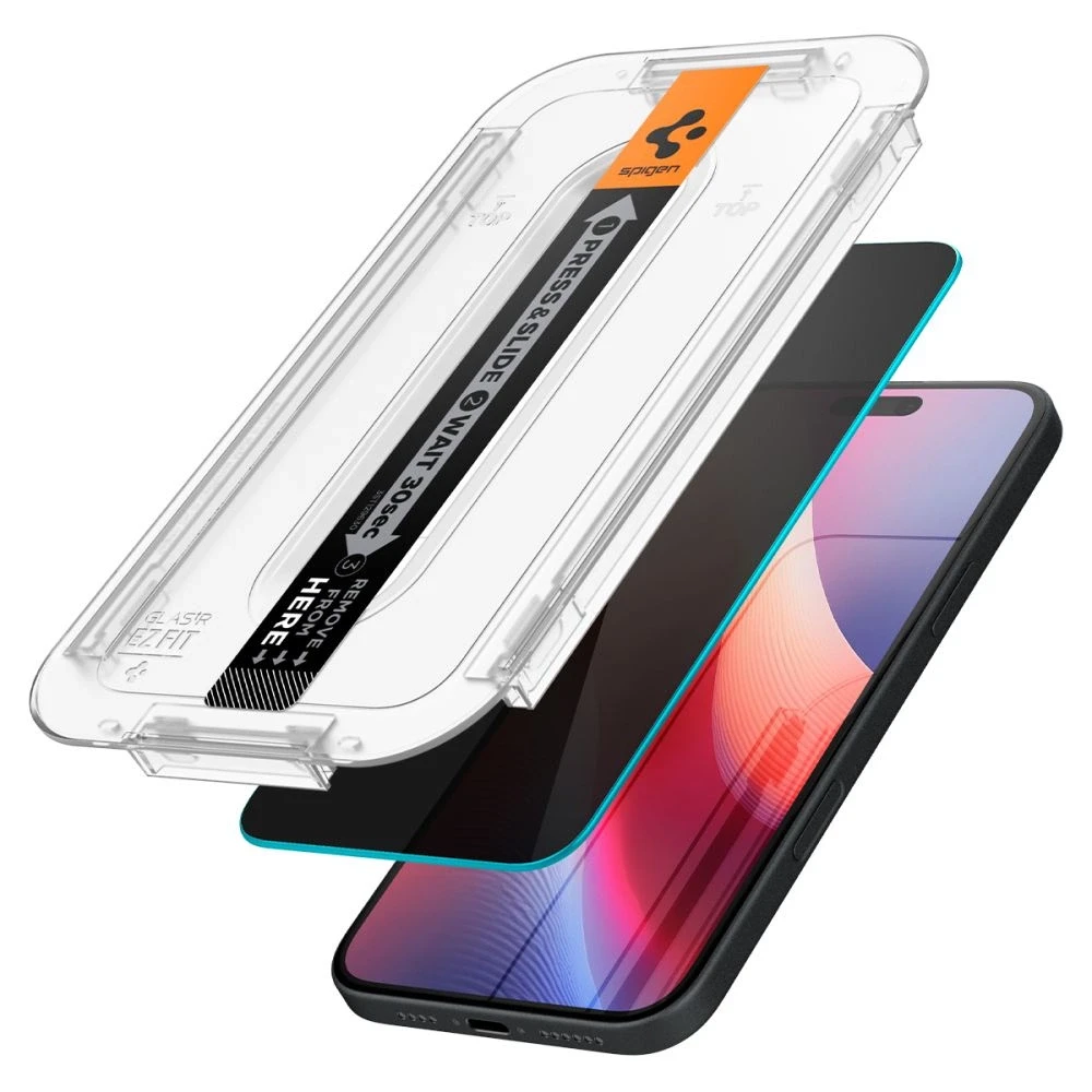 Apsauginis stiklas telefonui Apple iPhone 15 Spigen Glas.tr „EZ Fit” Privacy 2-pack