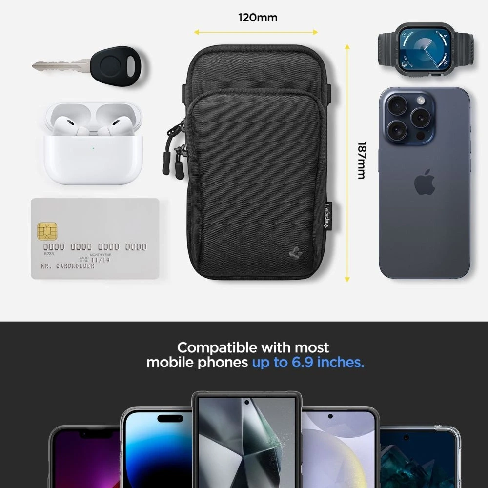 Spigen Klasden Universal Cross bag for Mobile, juodos spalvos