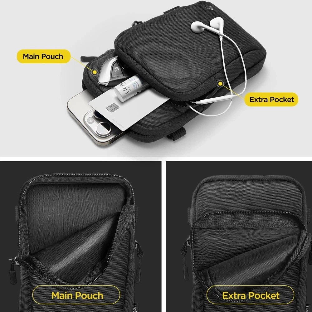 Spigen Klasden Universal Cross bag for Mobile, juodos spalvos