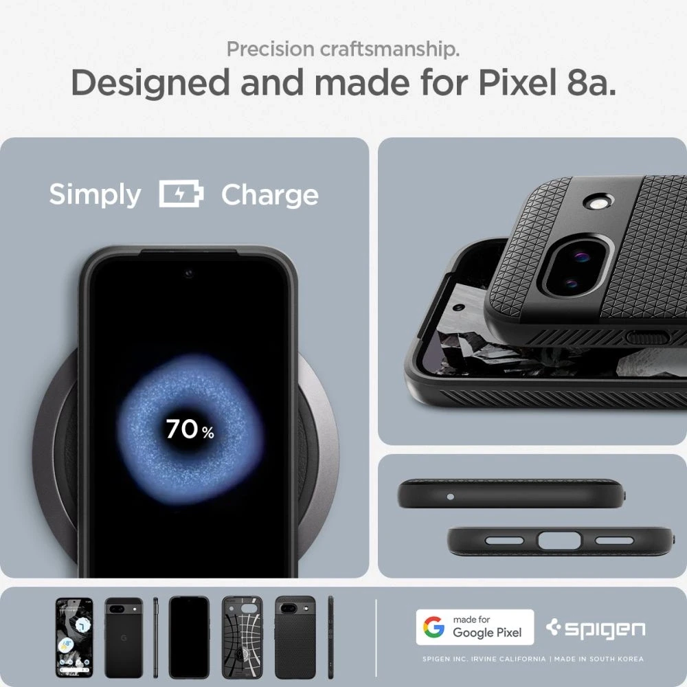 Spigen Liquid Air dėklas skirtas Google Pixel 8a, spalva - Matte Black