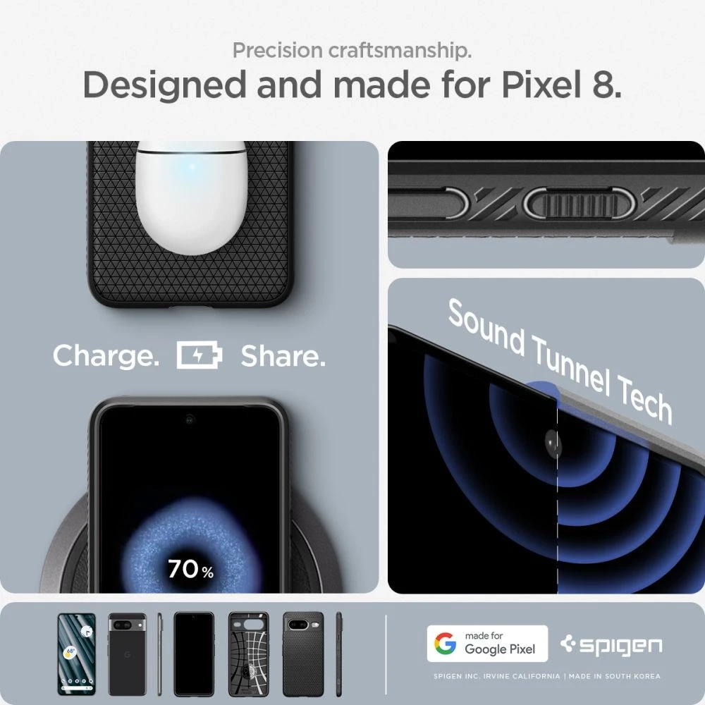 Spigen Liquid Air dėklas skirtas Google Pixel 8, spalva - Matte Black