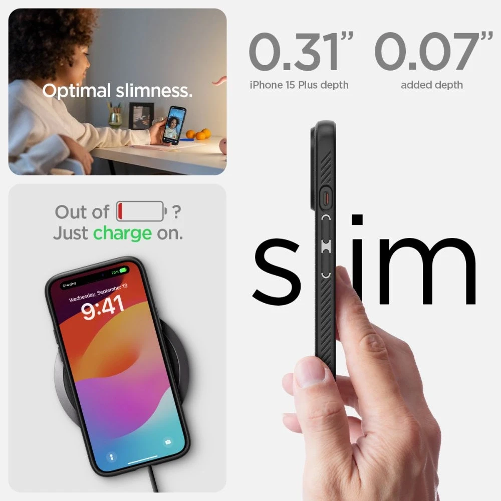 Dėklas SPIGEN LIQUID AIR IPHONE 15+ Juodas