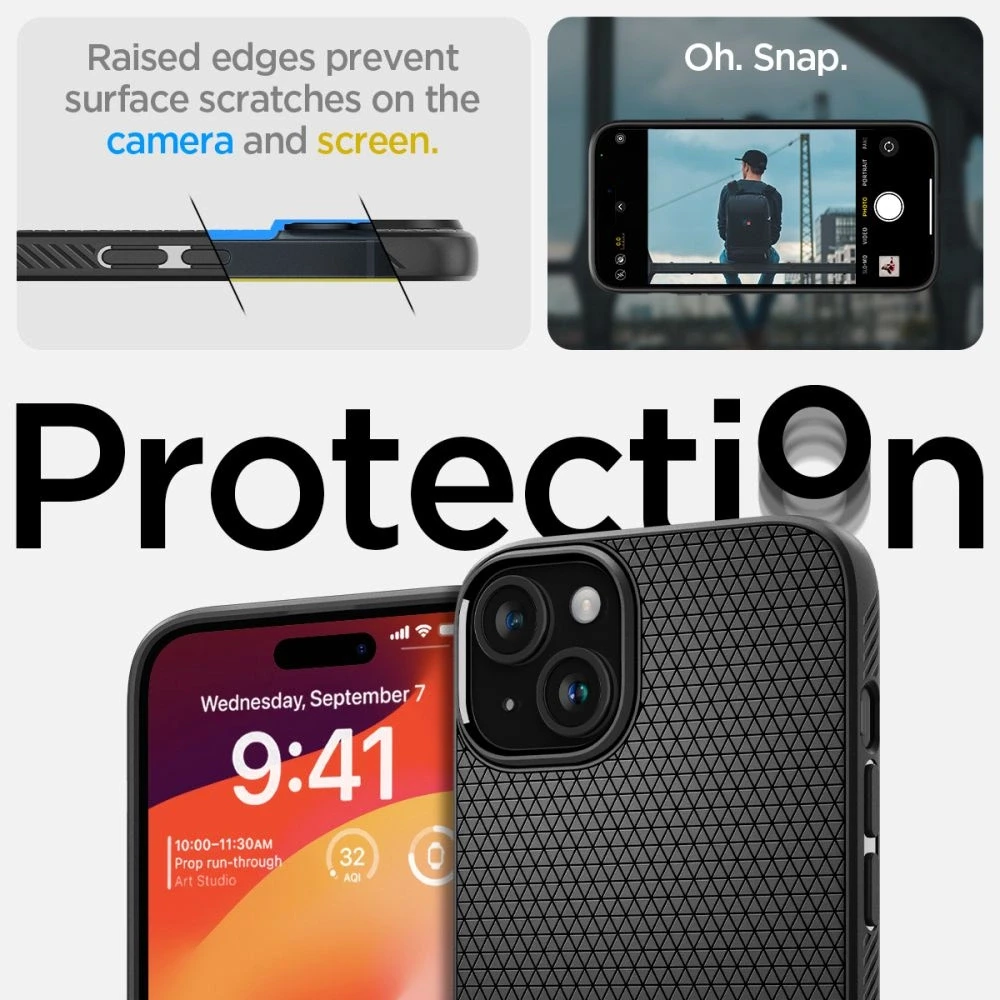 Dėklas SPIGEN LIQUID AIR IPHONE 15+ Juodas