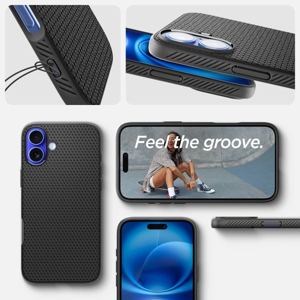 Spigen dėklas LIQUID AIR skirtas Apple iPhone 16 Plus matte juodos spalvos