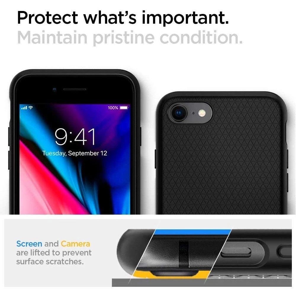 Dėklas Spigen LIQUID AIR iPhone 7 / 8 / SE 2020 / 2022 Juodas