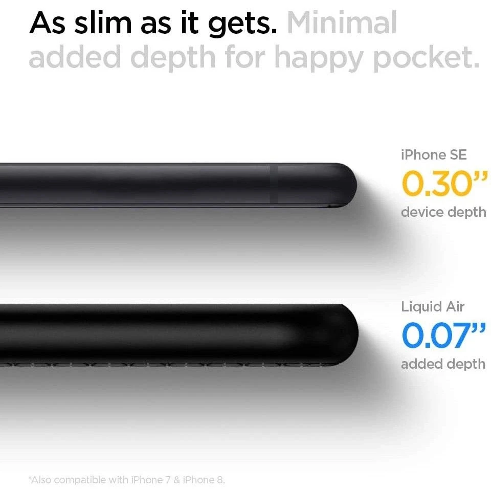 Dėklas Spigen LIQUID AIR Apple iPhone 7 / 8 / SE 2020 / 2022 Juodas