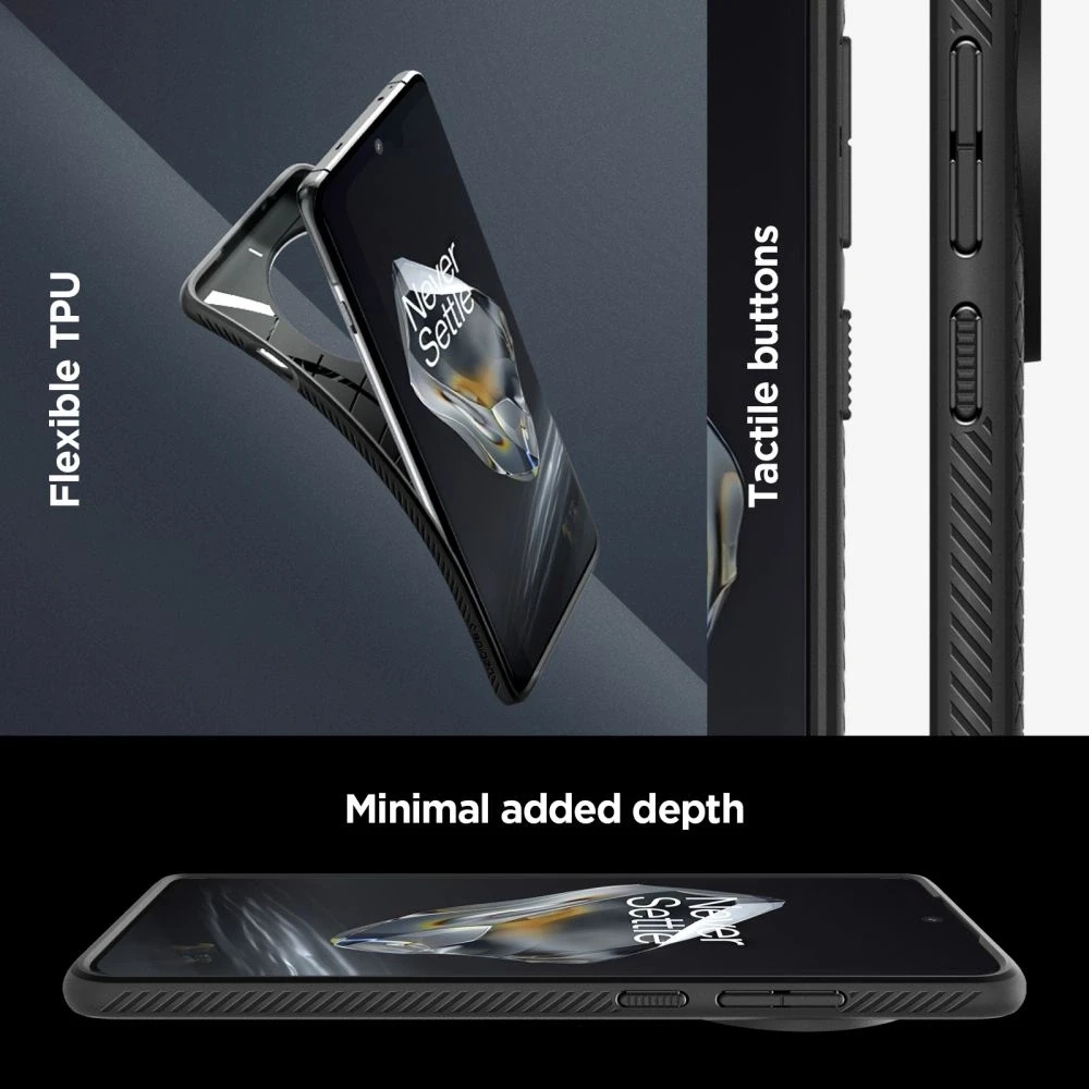 OnePlus 12 Spigen Liquid Air Matte dėklas telefonui juodos spalvos