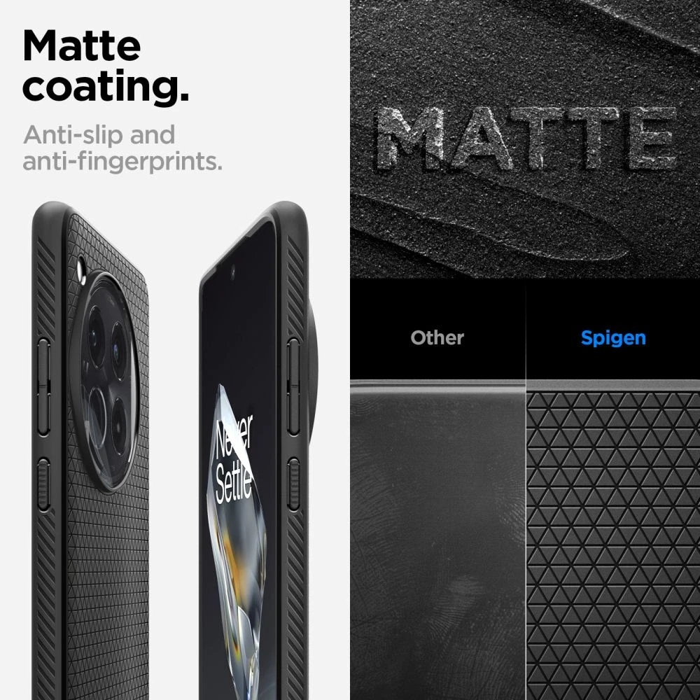 OnePlus 12 Spigen Liquid Air Matte dėklas telefonui juodos spalvos