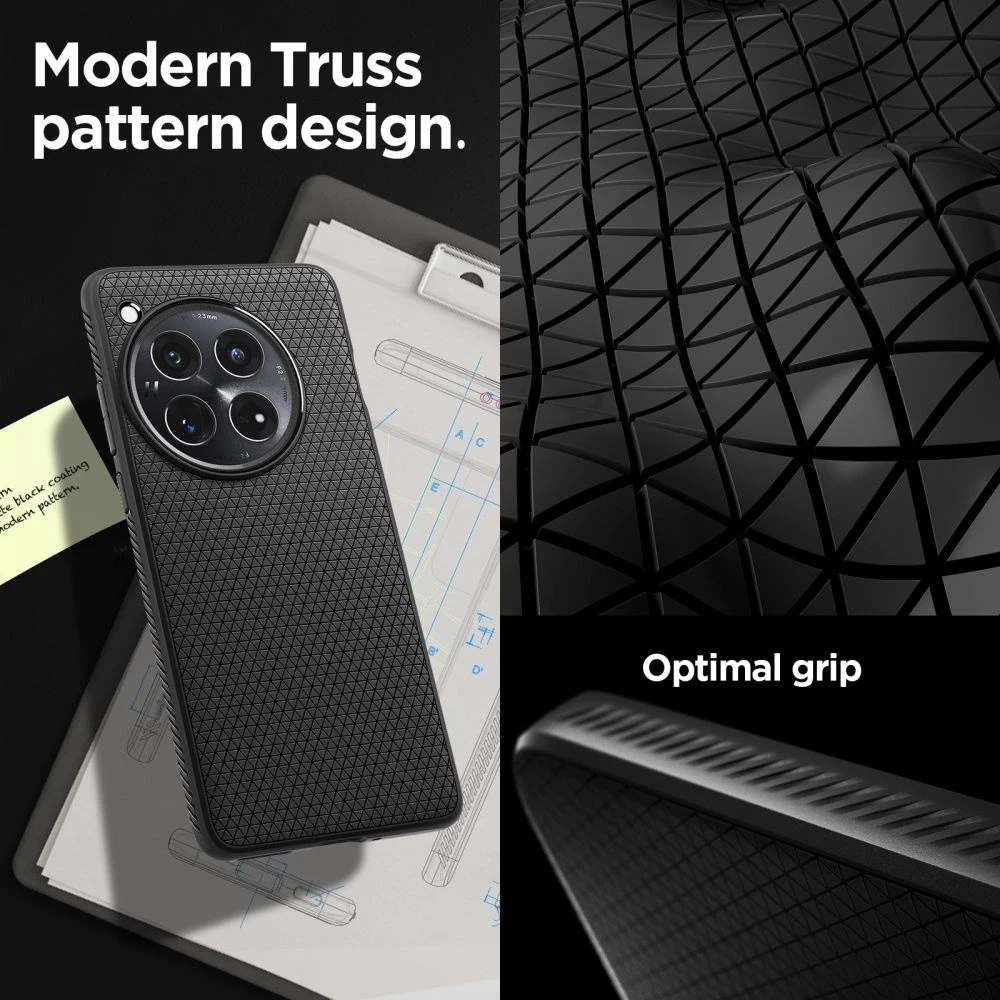 OnePlus 12 Spigen Liquid Air Matte dėklas telefonui juodos spalvos