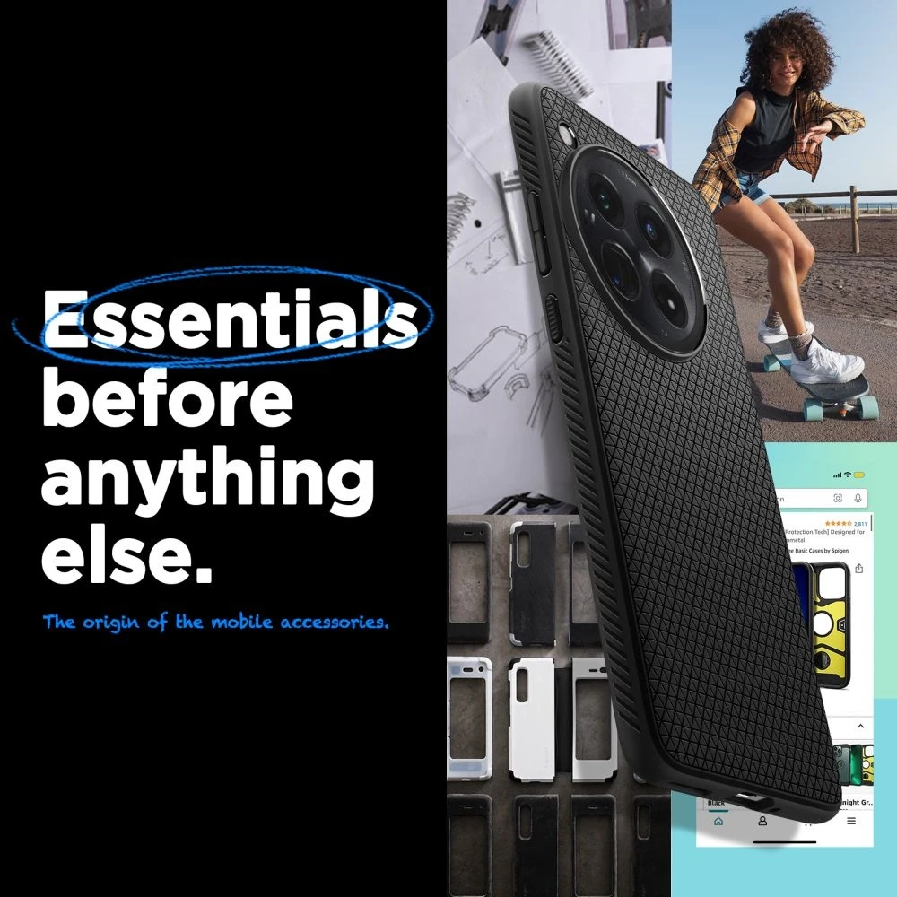 OnePlus 12 Spigen Liquid Air Matte dėklas telefonui juodos spalvos