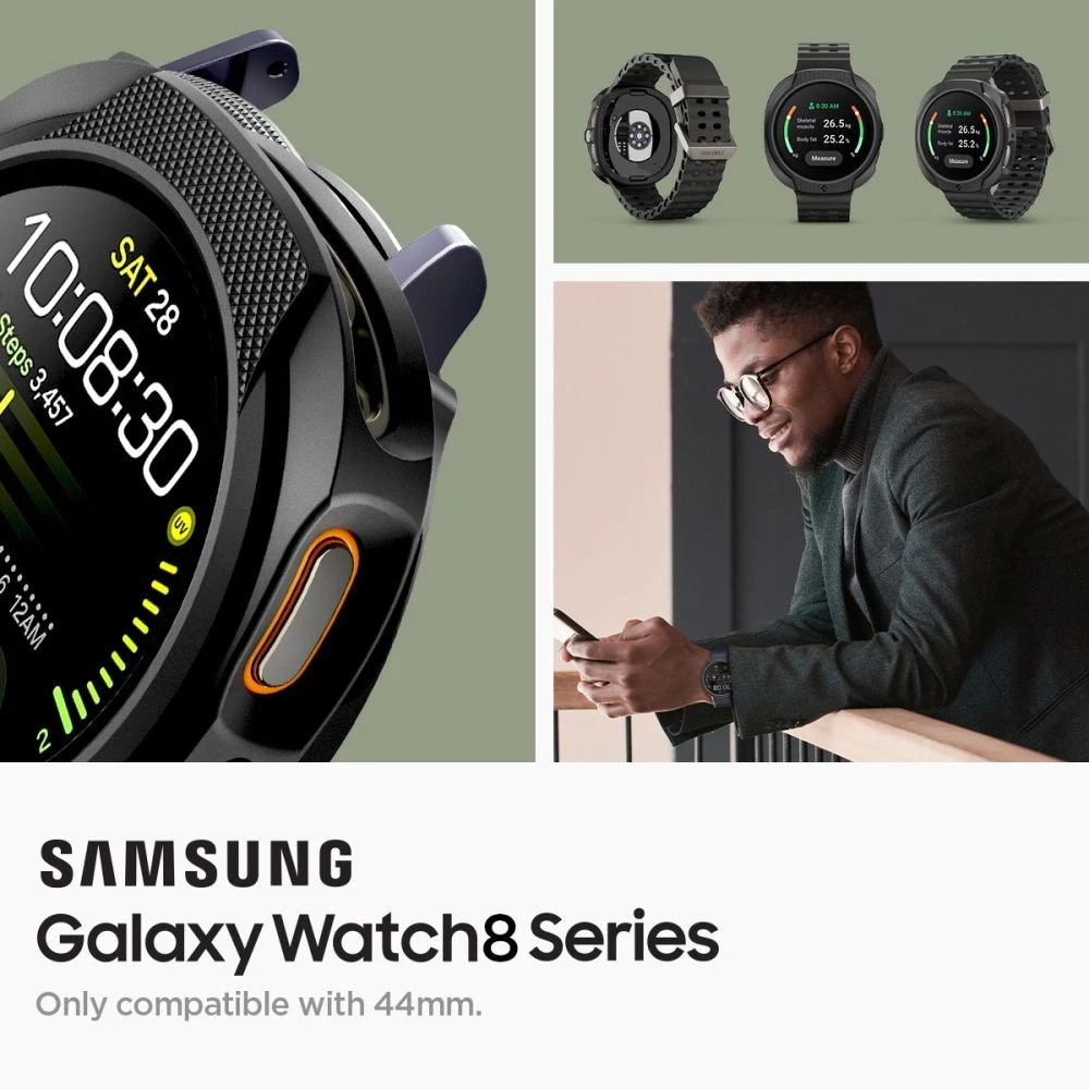 „Spigen Liquid Air“, matinis juodas - „Galaxy Watch 8“ (44 mm)