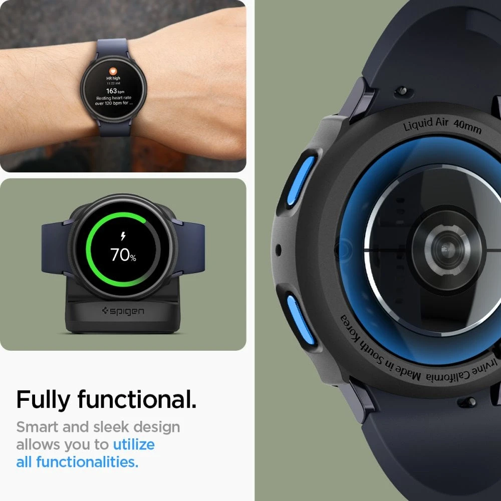 „Spigen Liquid Air®“ dėklas, skirtas „Samsung Galaxy Watch 7“ 40 mm (matinis juodas)