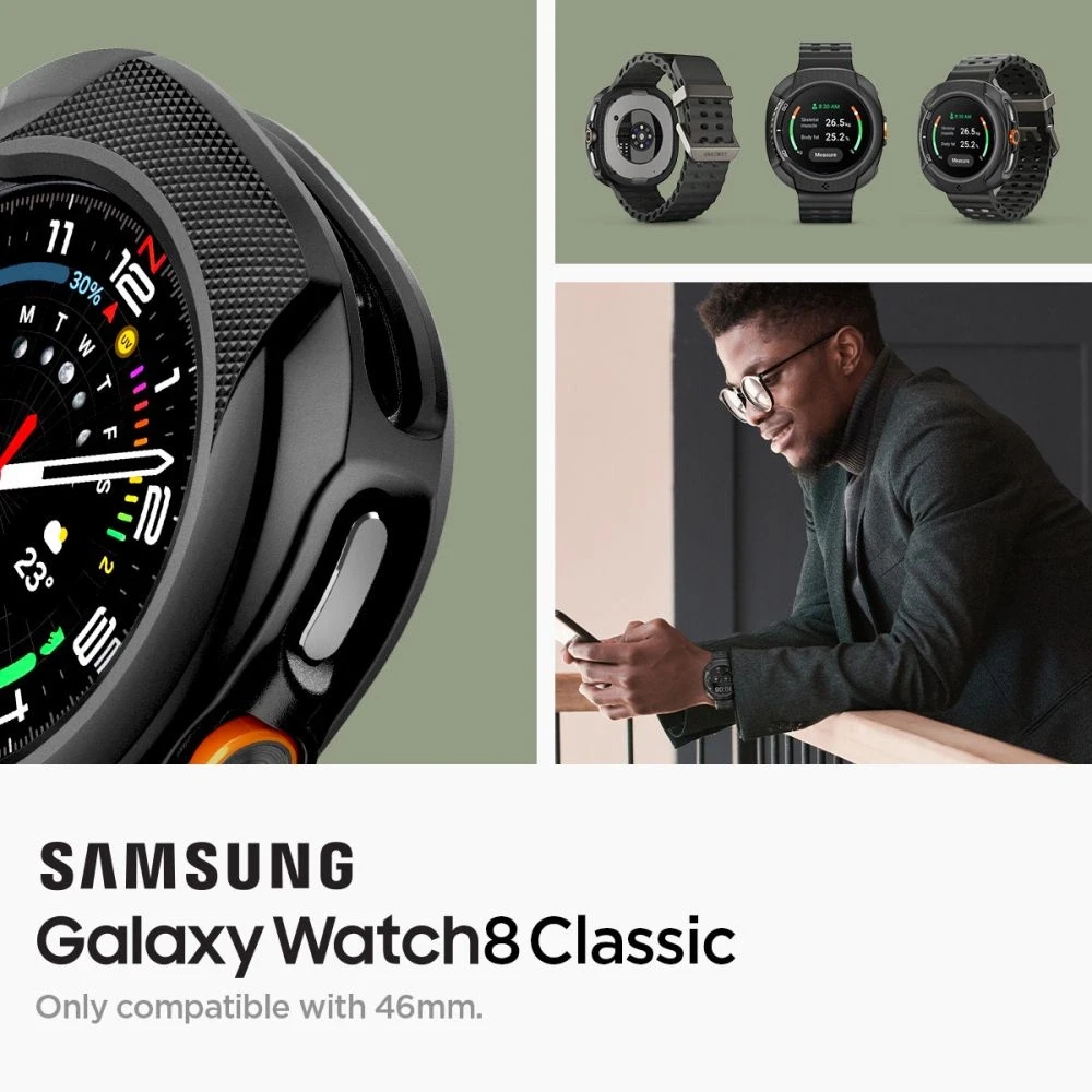 „Spigen Liquid Air“, matinis juodas - „Galaxy Watch 8 Classic“ (46 mm)