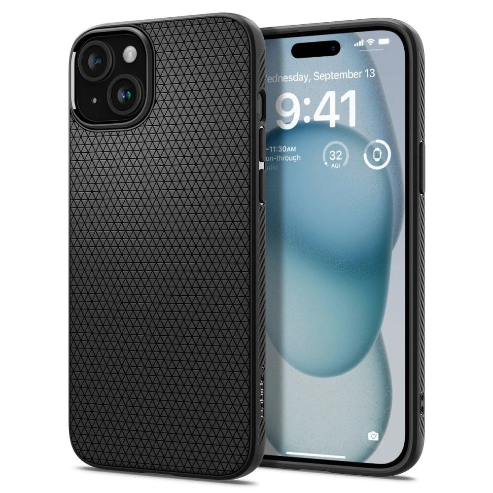 Dėklas Spigen Liquid Air for iPhone 15 Matte juodas