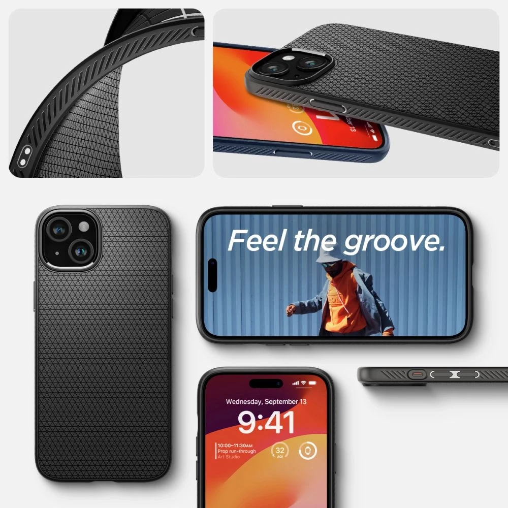 Dėklas Spigen Liquid Air for iPhone 15 Matte juodas