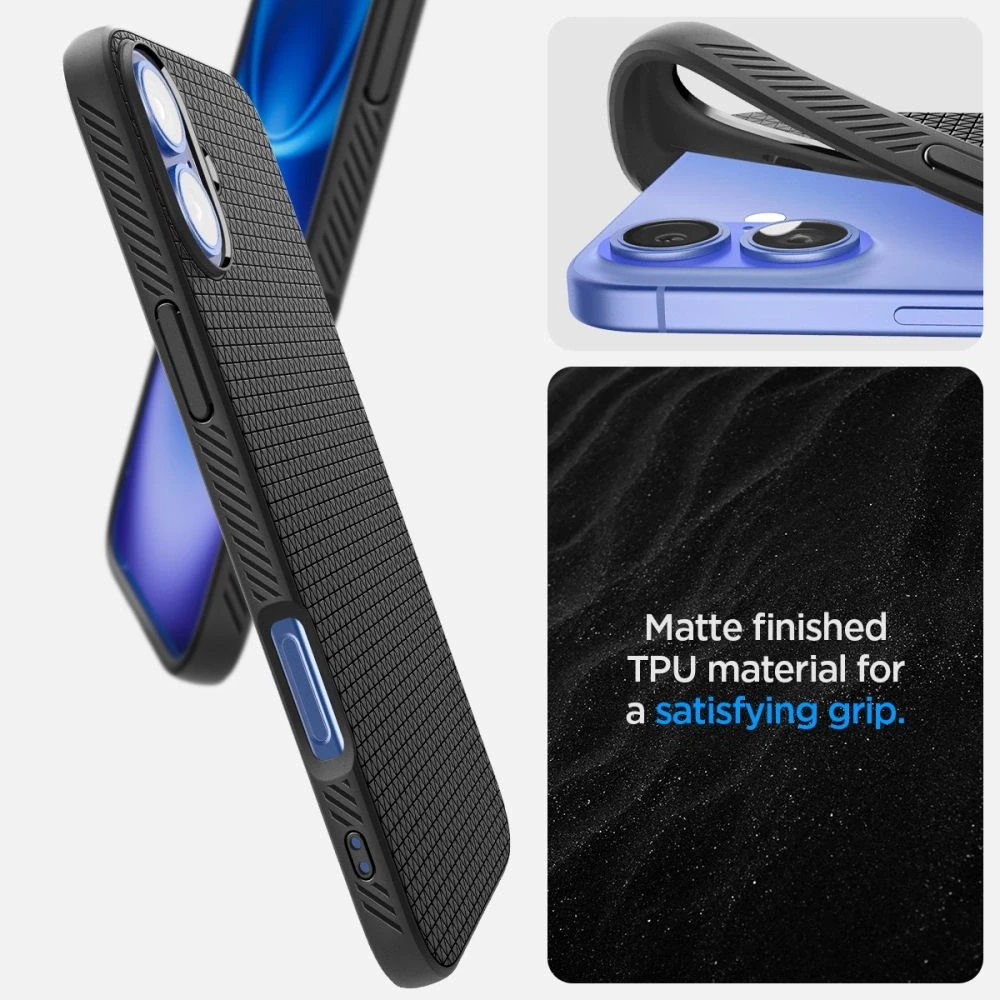 Spigen Liquid Air Apple iPhone 16 – dėklas telefonui juodos spalvos