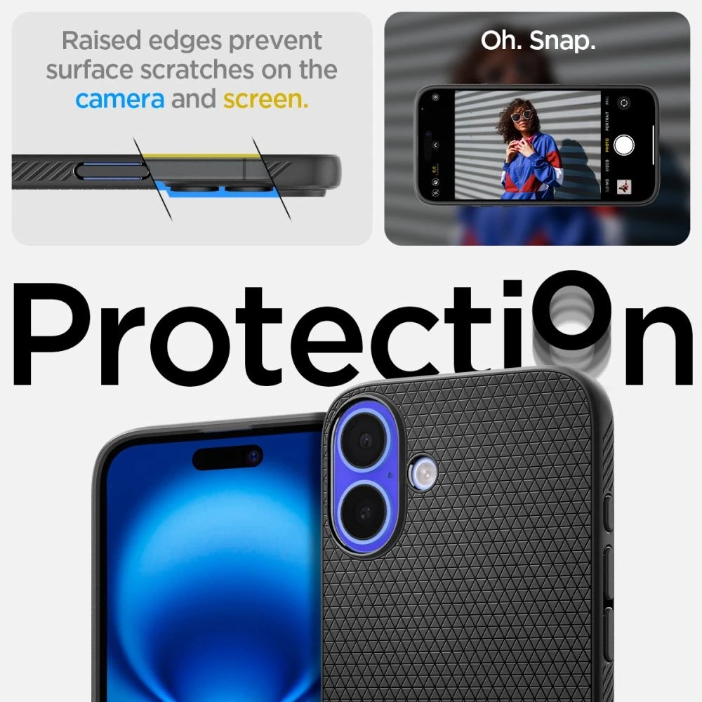 Spigen Liquid Air Apple iPhone 16 – dėklas telefonui juodos spalvos