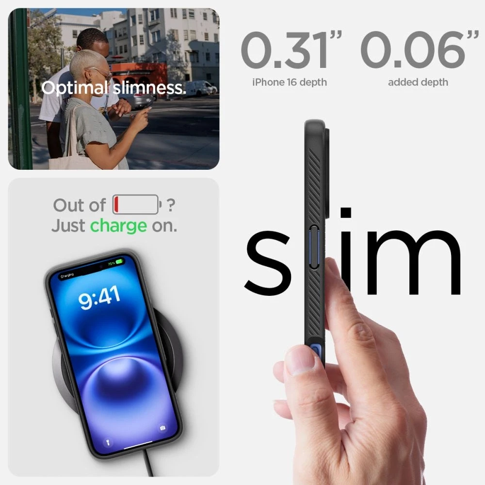 Spigen Liquid Air Apple iPhone 16 – dėklas telefonui juodos spalvos