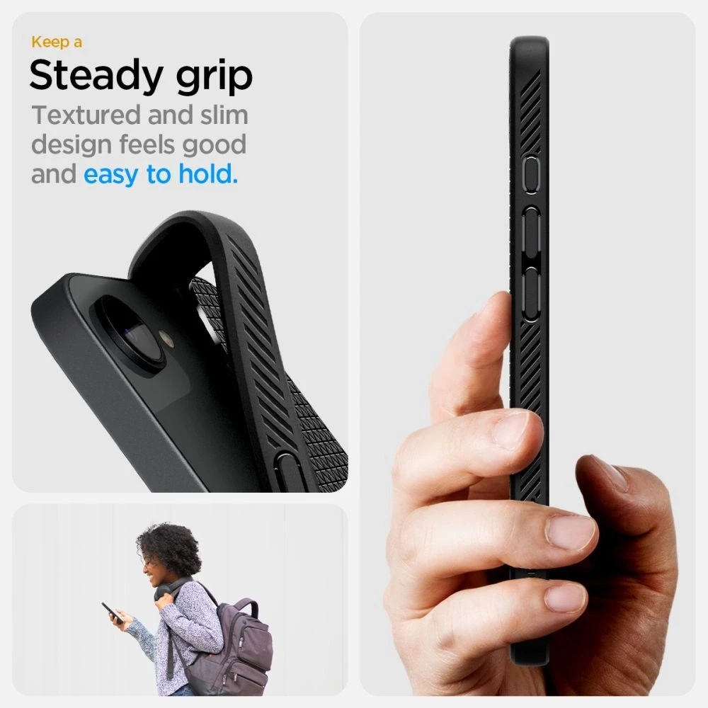 „Spigen Liquid Air MagSafe“ dėklas, skirtas iPhone 16e / 17e – matinis juodas