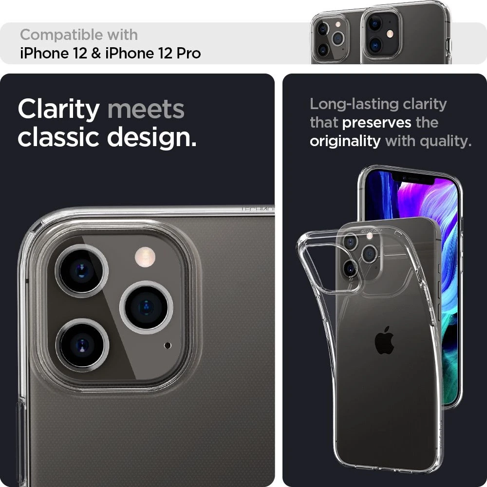 „SPIGEN“ skystųjų kristalų iPhone 12/12 PRO skaidrus dėklas