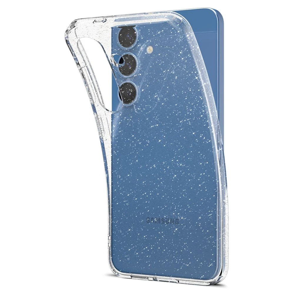 Dėklas Spigen skystųjų kristalų „Samsung Galaxy S25“ – blizgučiai skaidrūs