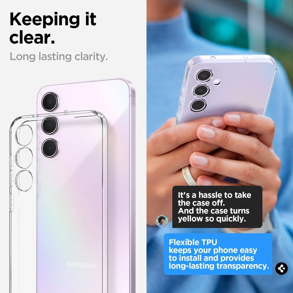 Spigen Liquid Crystal dėklas skirtas Samsung Galaxy A55 5G, spalva - Crystal Clear