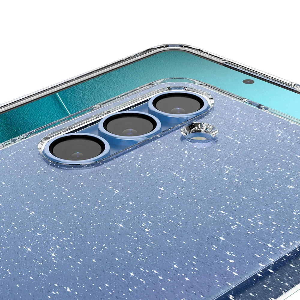 Dėklas Spigen skystųjų kristalų „Samsung Galaxy S25“ – blizgučiai skaidrūs