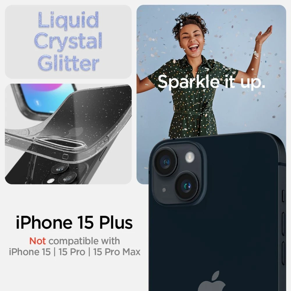 Dėklas SPIGEN GLITTER CRYSTAL IPHONE 15+ CLEAR