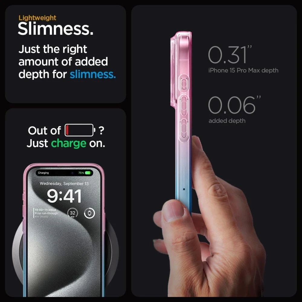 Dėklas SPIGEN LIQUID CRYSTAL IPHONE 15 PRO GRADATION Rožinis
