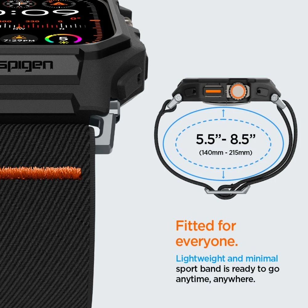 Apple Watch Ultra (49mm) Spigen Lite Fit ”Pro” dėklas laikrodžiui matinės juodos spalvos