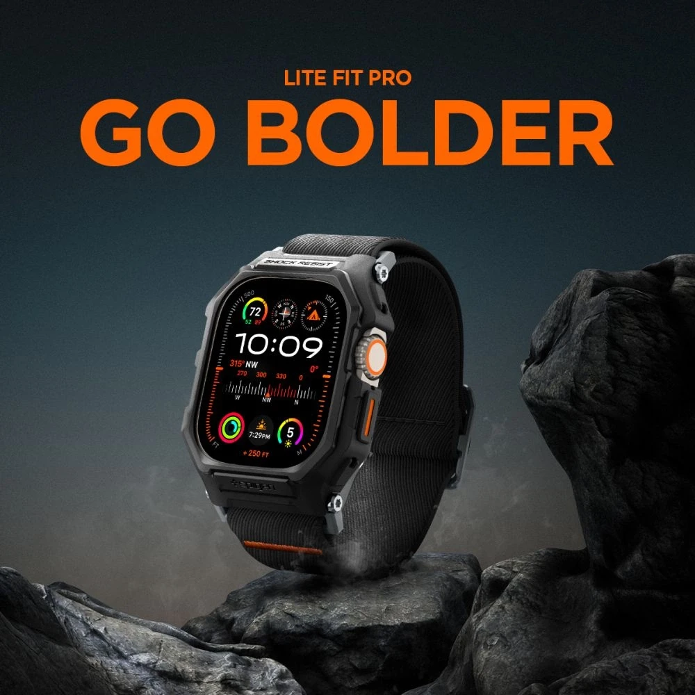 Apple Watch Ultra (49mm) Spigen Lite Fit ”Pro” dėklas laikrodžiui matinės juodos spalvos