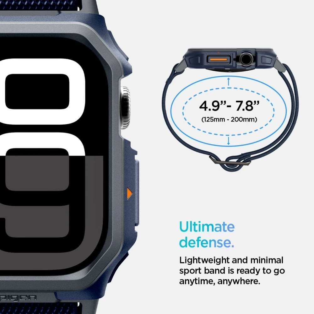 „Spigen Lite Fit Pro“ dirželis, skirtas „Apple Watch 10“ (46 mm), tamsiai mėlynas, Mėlyna