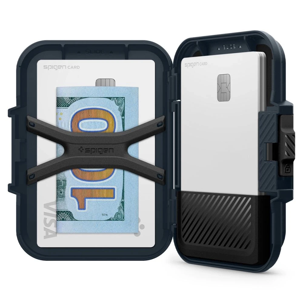 „Spigen Lock Fit MagSafe“ kortelių dėklas – tamsiai mėlynas