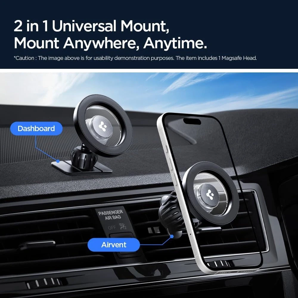 Automobilinis laikiklis telefonui Spigen MFT13 2in1 MagSafe sidabro spalvos