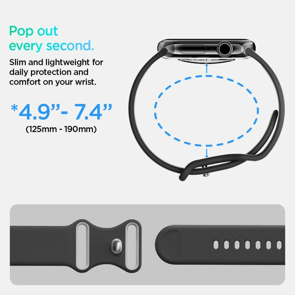 Juoda apyrankė Apple Watch 6 / 7 / 8 / 9 / 10 / SE ( 40/ 41/ 42 mm) laikrodžiui „Spigen Nano Pop”