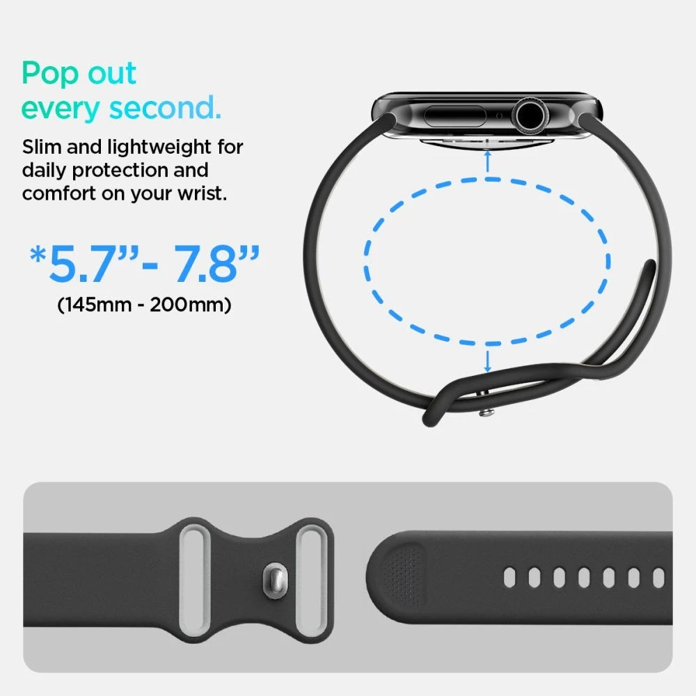 Juoda apyrankė Apple Watch 6 / 7 / 8 / 9 / 10 / SE / Ultra 1 / 2 (44 / 45 / 46 / 49 mm) laikrodžiui „Spigen Nano Pop”