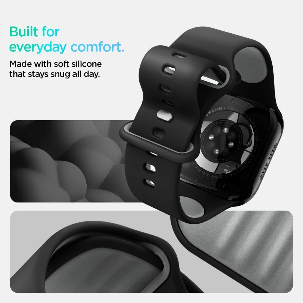 Juoda apyrankė Apple Watch 6 / 7 / 8 / 9 / 10 / SE / Ultra 1 / 2 (44 / 45 / 46 / 49 mm) laikrodžiui „Spigen Nano Pop”