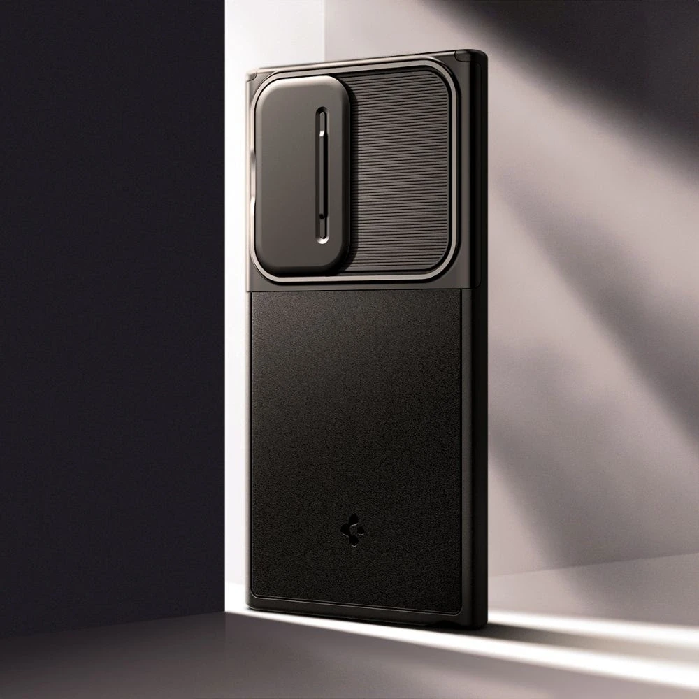 Samsung Galaxy S24 Ultra Spigen Optik Armor dėklas telefonui juodos spalvos